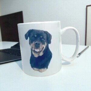 Vintage White Ceramic Rottweiler Mug